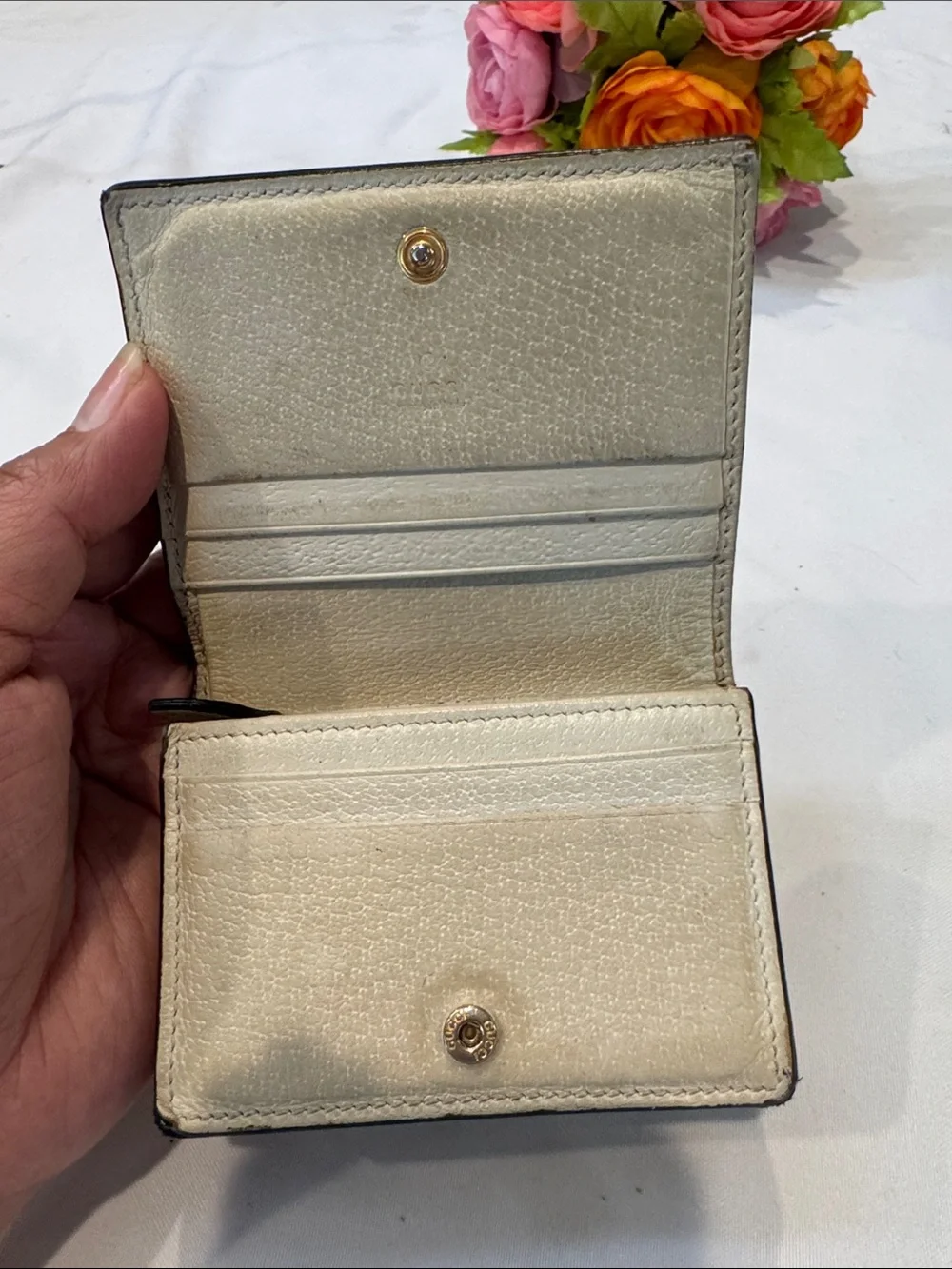 Authentic Gucci GG Canvas Wallet with Red and Blue Web and Gold Logo - Picture 8 of 14